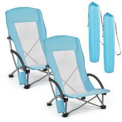VEVOR folding beach chair high-back with Teslin mesh for breathable comfort on sand