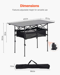 VEVOR folding camping table setup with legs for quick, sturdy surface creation.