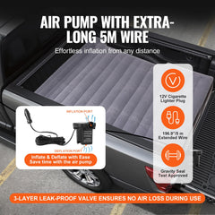 VEVOR fully inflated truck bed mattress ready for 2-3 travelers.