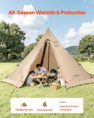 Spacious VEVOR hot tent interior for group camping and cooking