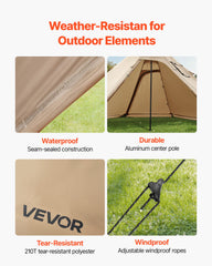 VEVOR hot tent fabric with PU2500mm waterproof rating keeps you dry.