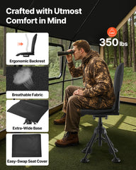 Anti-sink feet stabilize the VEVOR hunting chair on soft ground