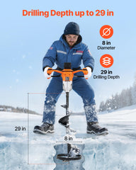 VEVOR ice auger 20V battery included enables dependable cold-weather operation.