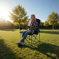 VEVOR oversized camping chair side pocket closeup highlighting storage