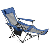 VEVOR reclining camping chair front view shows sturdy iron frame and roomy seating.