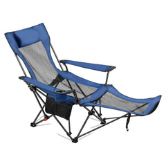 VEVOR reclining camping chair front view shows sturdy iron frame and roomy seating.
