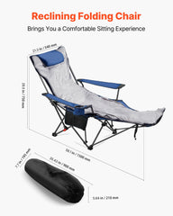 VEVOR reclining camping chair iron frame highlights outdoor durability.