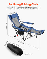 VEVOR reclining chair with side pockets and cup holder keeps essentials within reach.