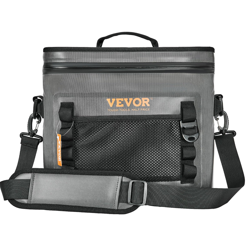 VEVOR Soft Cooler 24 Cans front view shows spacious storage for beverages.