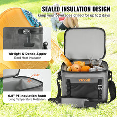 VEVOR Soft Cooler 24 Cans open top for quick access to drinks on the go.