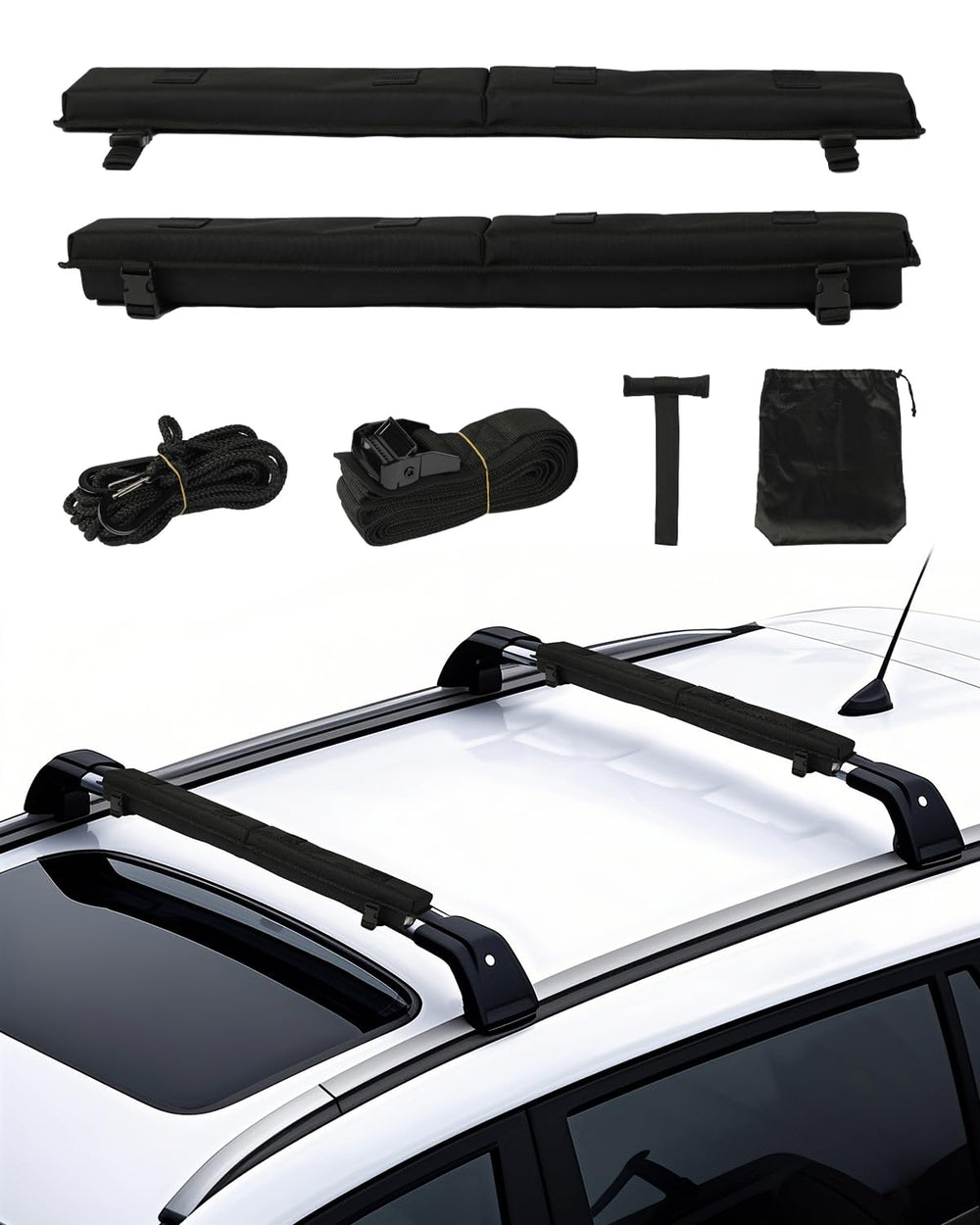 VEVOR soft roof rack pads 30inch product shot showing universal crossbar fit for secure gear transport