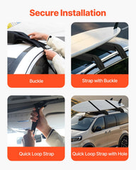 VEVOR thick-padded roof pads absorbing shocks during travel.