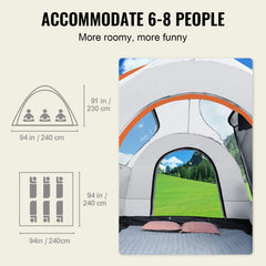 VEVOR SUV camping tent interior space accommodates 6-8 people comfortably