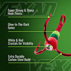 High-carbon steel treble hook with blood red finish