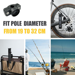 Rod holder mounted on a boat chair illustrating versatility