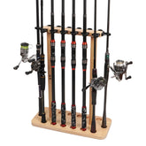 VEYWANE 14-rod wood fishing rod storage rack in a garage