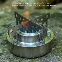 VGEBY stove fits pockets, ready for quick outdoor cooking.