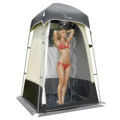 Vidalido outdoor shower tent gray full setup view for private changing.