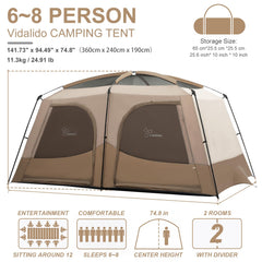 Vidalido Tents extended vestibule showing extra living space and gear storage.