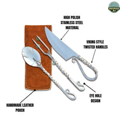 Viking Cutlery Set rose-gold coating emphasizes vintage style and rust resistance.