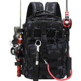 Vilante fishing tackle backpack in blue highlights waterproof durability for any weather