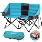 VILLEY double camping chair front view shows roomy two-person seating.