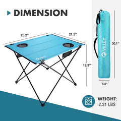 VILLEY table frame detail highlights sturdy aluminum poles and triangle frame for lasting stability.