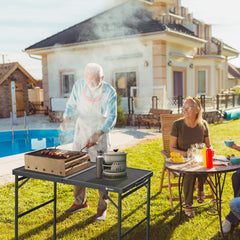 VILLEY Grill Table assembled top highlights sturdy surface for outdoor cooking