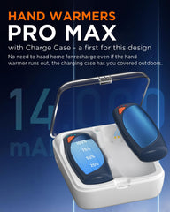 vimwing charging case powers the twin hand warmers on the go and recharges them.
