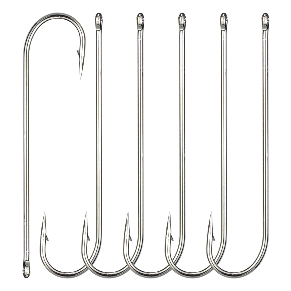 VINFUTIN Aberdeen hooks set – 10# long shank offset hooks, high carbon steel, black nickel finish