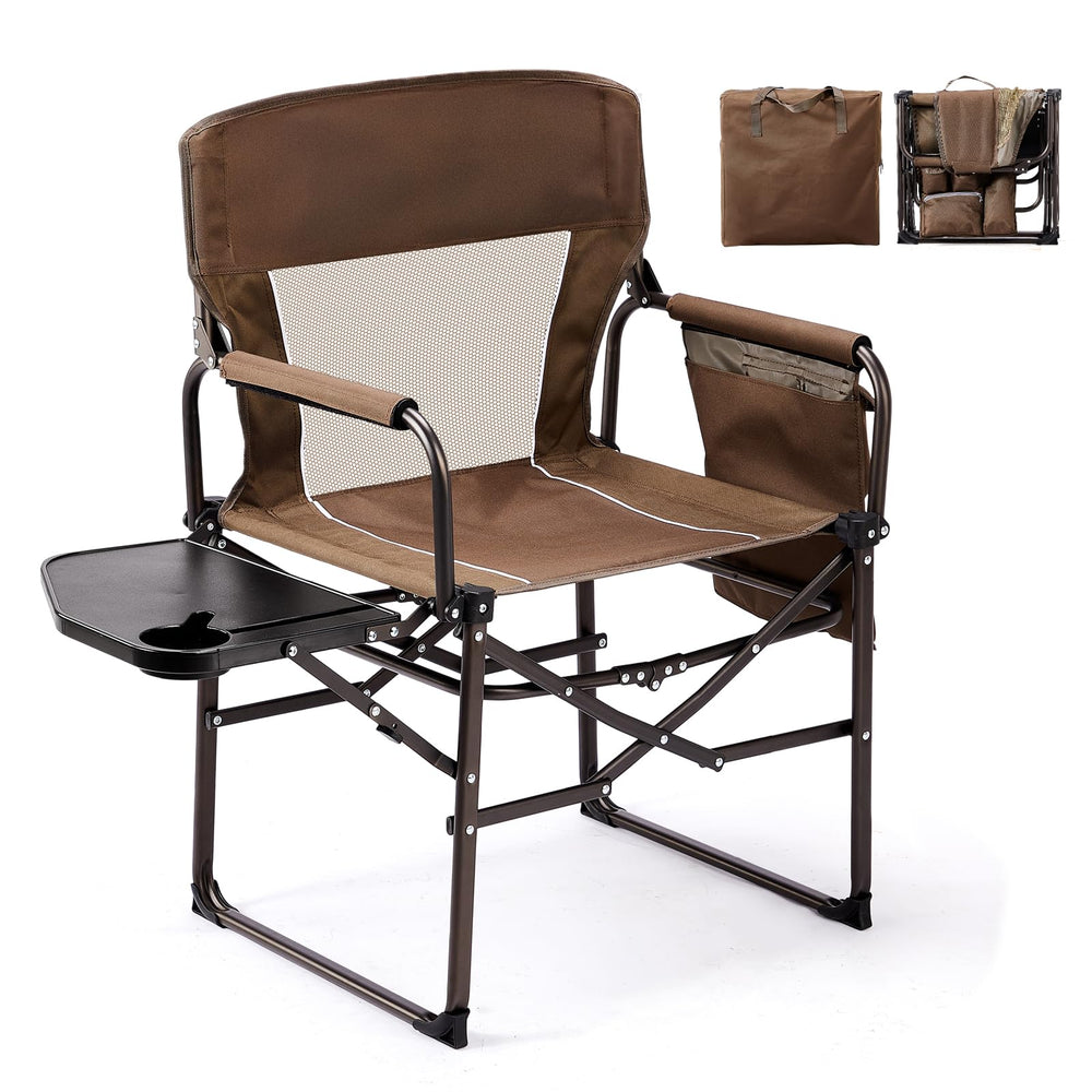 VINGLI camping chair with side table, convenient surface for drinks and devices.