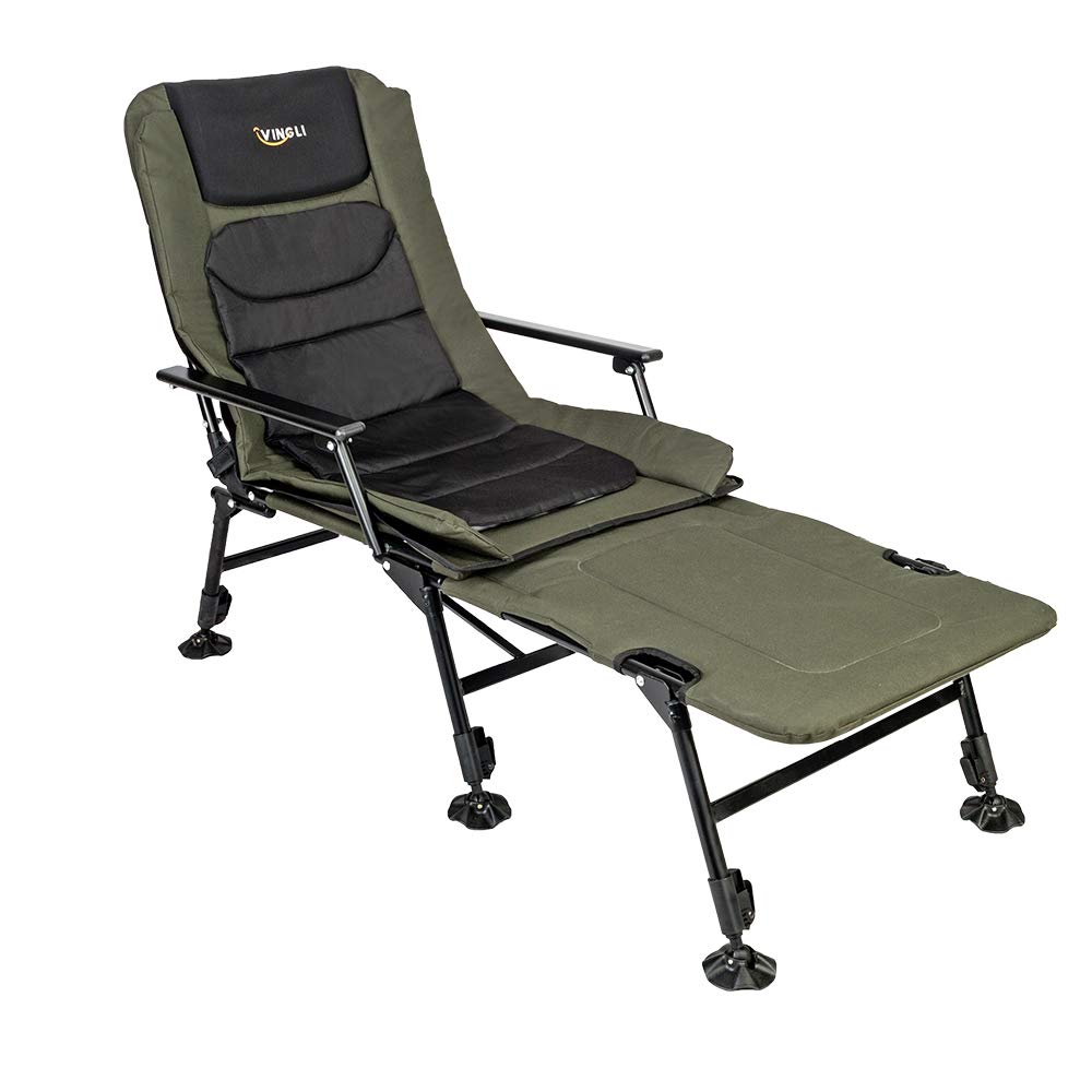 VINGLI heavy-duty camping chair with footrest extended for full-leg comfort