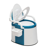 VINGLI portable toilet with back rail blue-white for safer, stable use.