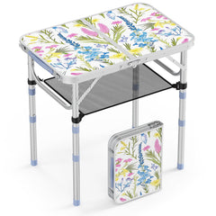 VINGLI small folding table opened for picnic with a stable 2ft surface.