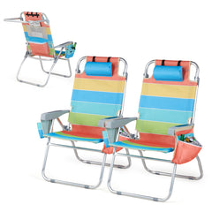 VINGLI Tall Beach Chair 2 Pack with 5-position backrest for personalized comfort.