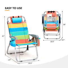 VINGLI Tall Beach Chair 2 Pack features built-in cup holders for easy access.