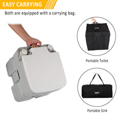 VINGLI toilet with 3-gallon flush and 5.3-gallon waste tank for road trips.