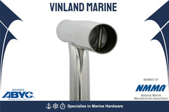 Vinland Marine curved outrigger rod holder tilt feature; optimal angle for trolling.