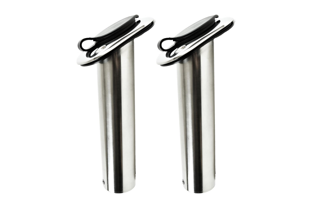 Vinland Marine flush-mount rod holder at 15-degree angle for flexible rod positioning.