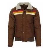 VINTEDGE by XAINAL men's retro brown puffer with sherpa collar for cozy warmth on cold commutes.