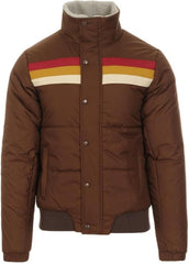 VINTEDGE by XAINAL puffer with striped chest design keeps you stylish during chilly outdoor runs.