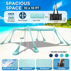 VIONMI UPF50+ coverage blocks sunlight for extended beach sessions.