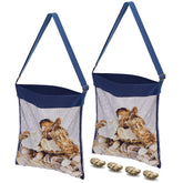 VioraWhite 2-pack navy blue clam mesh beach bags open view