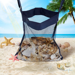 Adjustable straps with metal buckles on clam bag