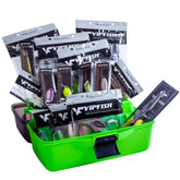 Vipfish 3-layer waterproof tackle box opened with 303-piece freshwater kit