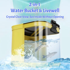 Crystal-clear PVC viewing panel for live bait monitoring on the bucket