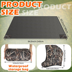 VitalCozy waterproof camo blanket showing side pockets for hands and gear.