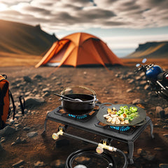 Vivicreate outdoor cooker assembly removable for easy transport and storage.
