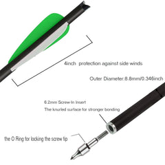 VKEDA green crossbow bolts closeup highlighting carbon construction and stability.