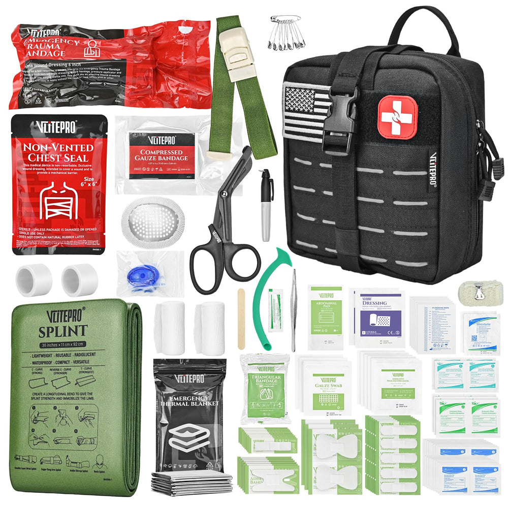 VLITEPRO advanced trauma first aid kit pack closed aids quick access in outdoor emergencies.
